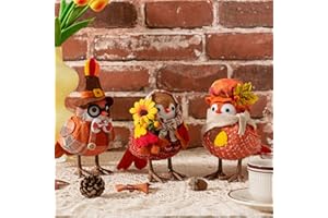 FENGJIDA Thanksgiving Decorations,Thanksgiving Birds,Fall Harvest Decorations,Set of 3 Autumn Sunflower Maple Leaves Birds for Fall Season Decor, Tiered Tray Decor, Table Ornaments, Home Farmhouse Gifts