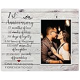 1 Year Anniversary Picture Frame Gifts for Couple, 1st Anniversary Frame for Her Him, One Year Anniversary Wedding Gifts for Wife Husband, First Year Anniversary Present for Girlfriend Boyfriend