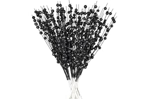 DearHouse 10 Pack Christmas Glitter Berries Stems, Artificial Christmas Picks for Christmas Tree Ornaments, DIY Xmas Wreath, Crafts, Holiday Home Decor (Black)