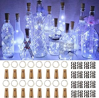 16 Stück Flaschen-Licht JRing 20 LEDs 2M Flaschenlicht Kaltweiß Lichterkette korken Stimmungslichter Weinflasche Nacht Licht für Flasche DIY, Party, Garten, Weihnachten, Halloween, Hochzeit Deko