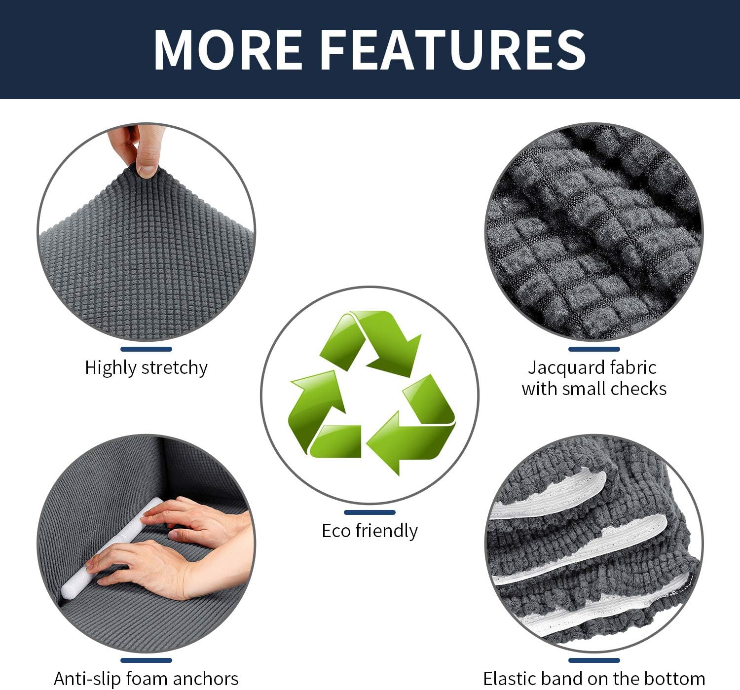 AlGaiety Stretch Sofa Cover Slipcover, Furniture Protector Spandex 1-Piece Couch Coat(77"-85") with Elastic Bottom for Dogs, Cats, Kids Small Checked Pattern Fabric (Sofa, Gray): Home & Kitchen