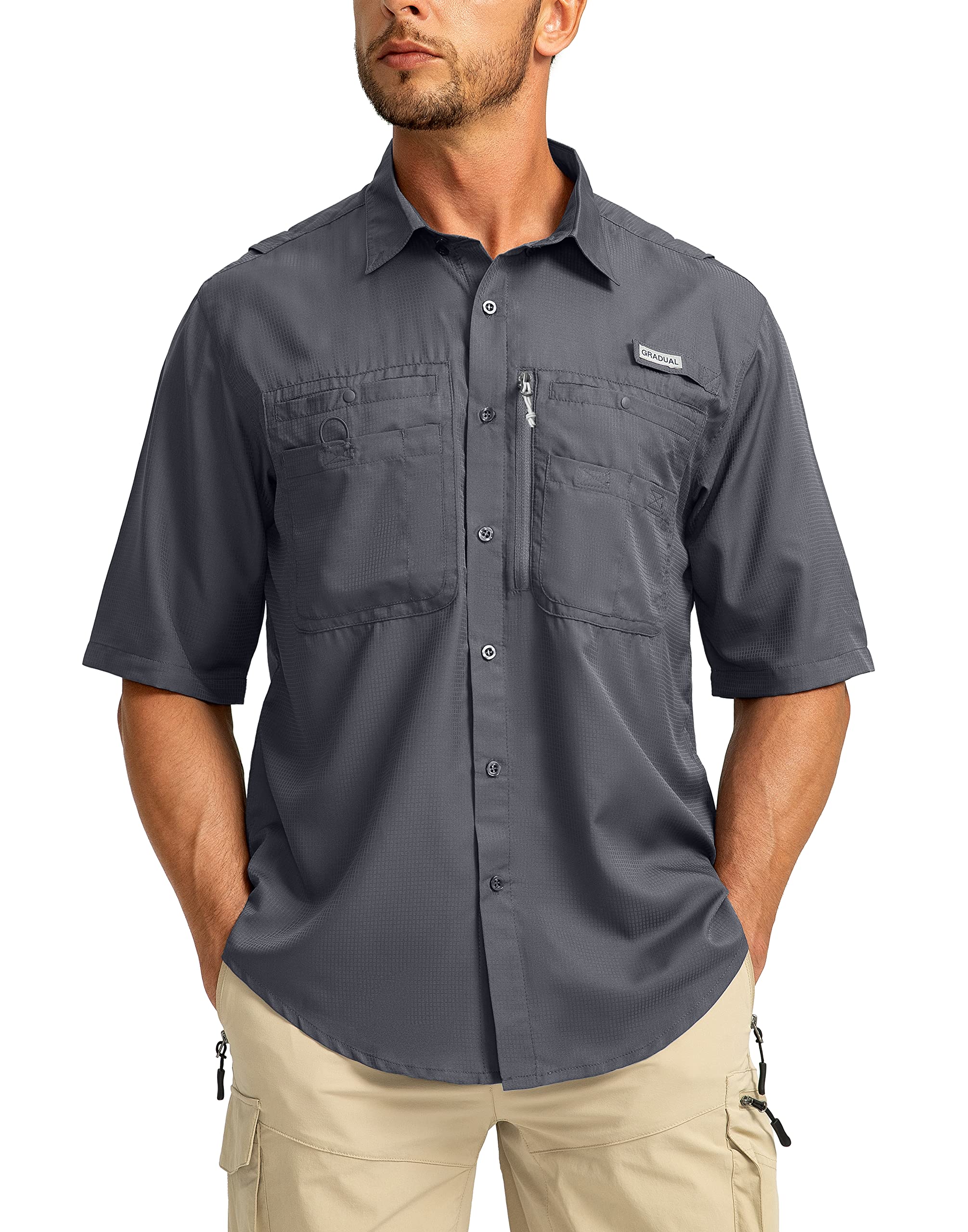 Men's Fishing Shirts with Zipper Pockets UPF
