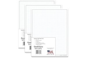GeekNavy 8.5" x 11" Quadrille Graph Paper 50 Sheets Portrait - 0.25" 4x4 Square Grid, Blueprint, High Brightness, Border-Outlined, Drafting (3-Pack)