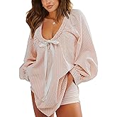 Tomosc Striped Blouses for Women Dressy Casual Loose Fit Tunic Tops Long Sleeve Scoop Neck Bow Tie Shirt (8W-Orange-M)