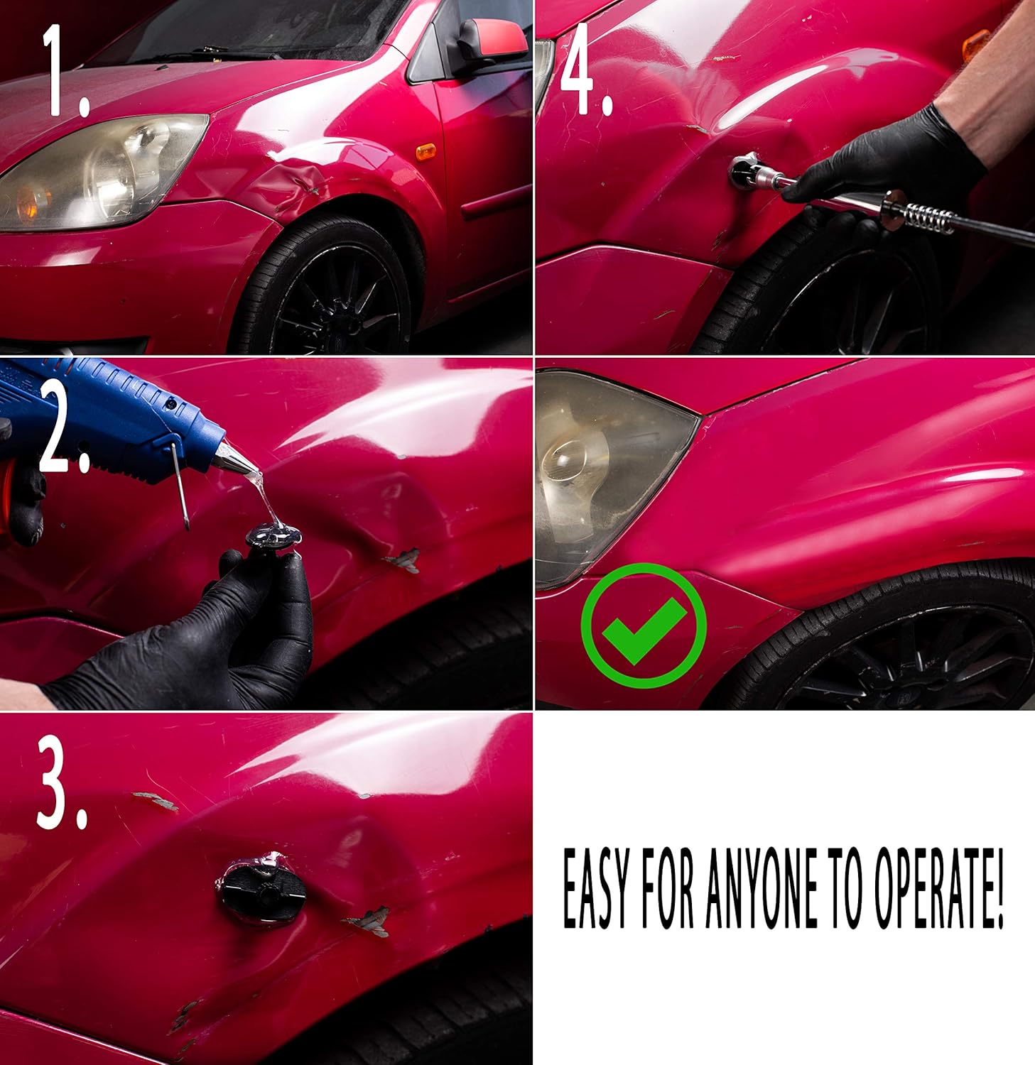 Zento Deals Car Dent Removal Tool Kit - Premium Quality Tool Kit, Paintless Dent Puller for Car Mishaps, Car Body Dent Puller and Repair Kit with Glur Gun and Hot Melt Sticks: Automotive