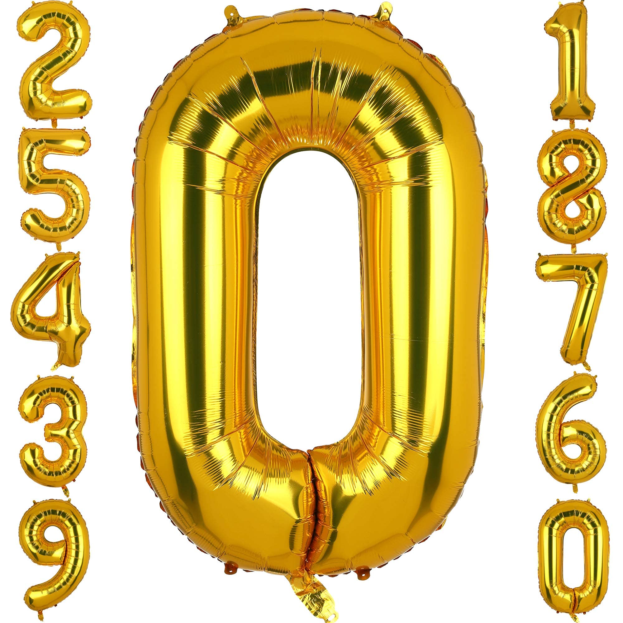 40 Inch Large Foil Number 0 Balloons Gold Big Mylar Helium Balloon Birthdays Party Decorations Supplies