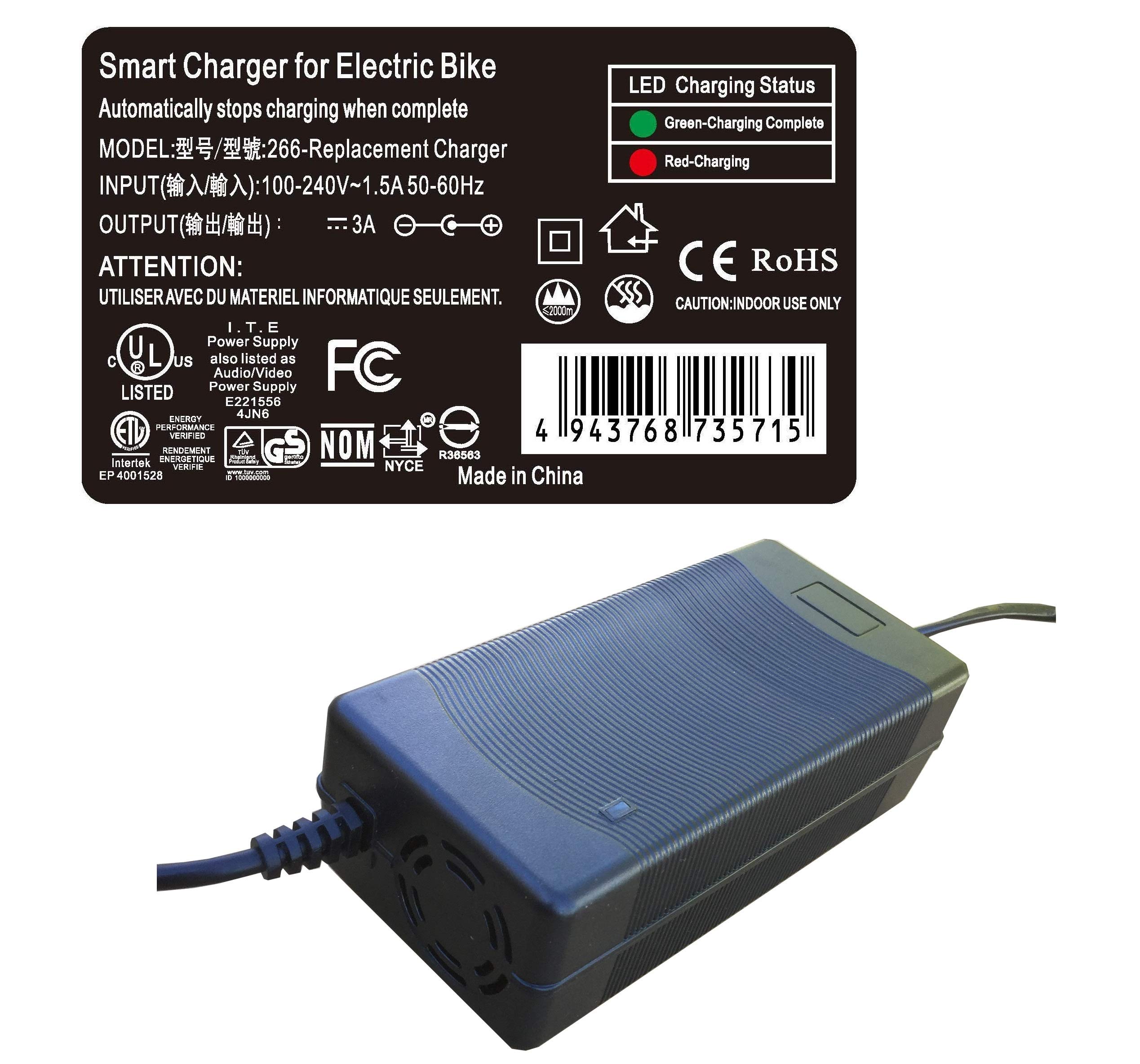 Smart Charger for CLIENSY 36V Battery Electric Bike eBike