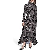 Halston Womens Long Bishop Sleeve Mock Neck Maxi Dress