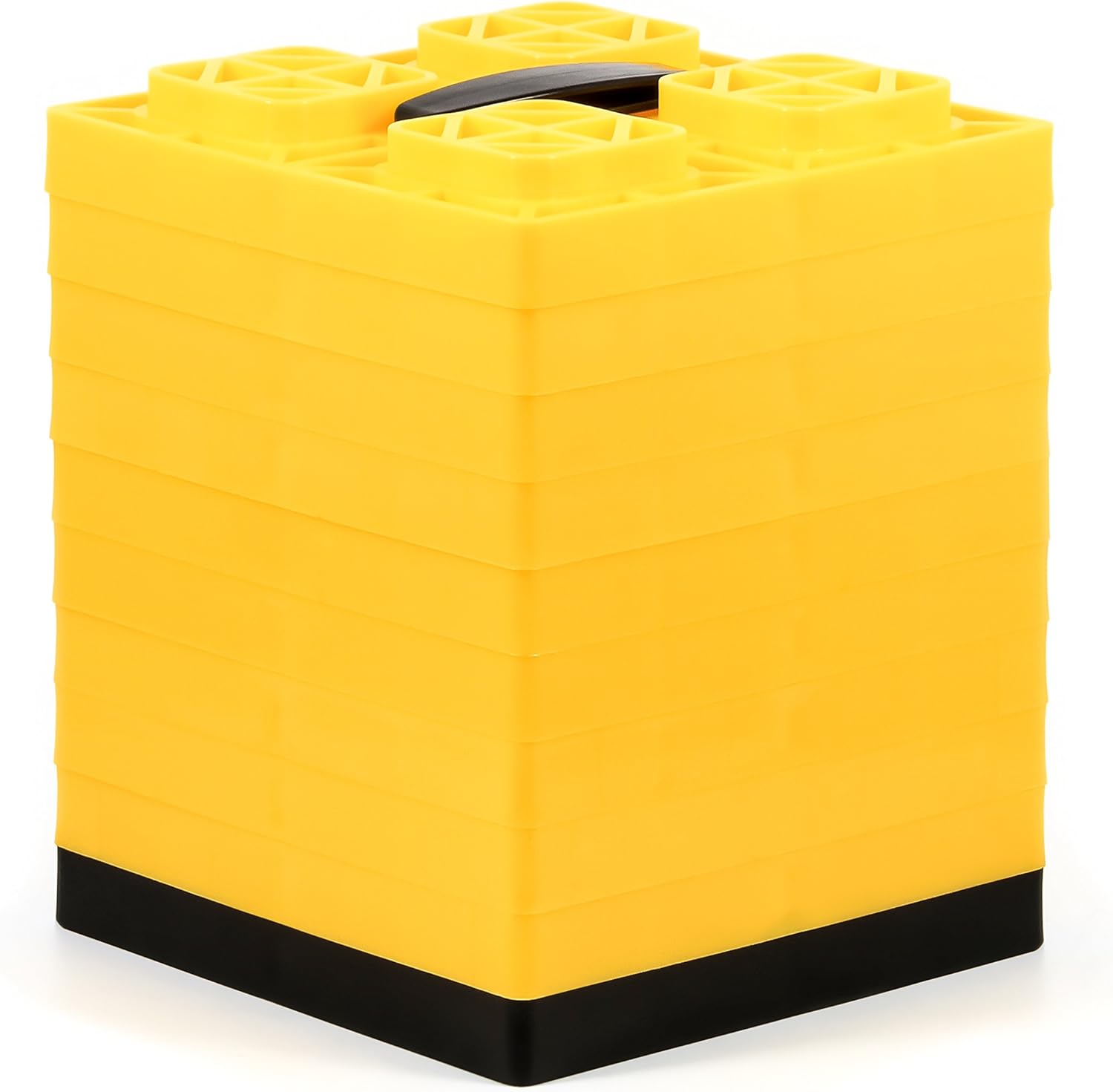 Camco FasTen 2x2 RV Leveling Block For Single Tires, Interlocking Design Allows Stacking To Desired Height, Includes Secure T-Handle Carrying System, Yellow (Pack of 10): Automotive