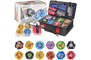 Gyro X Battle Set with Storage Carry Box, 12 Spinning Right Blade Tops, 3 Launchers and 1 Grip, Boys Kids Toys Gifts Birthday