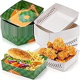 Teling 36 Pcs Baseball Theme Party Supplies Large 5 lb Baseball Plates Trays Food Boat Paper Softball Disposable Nacho Snack Serving Tray Dinner Plate for Softball Birthday Decorations Favor(White)