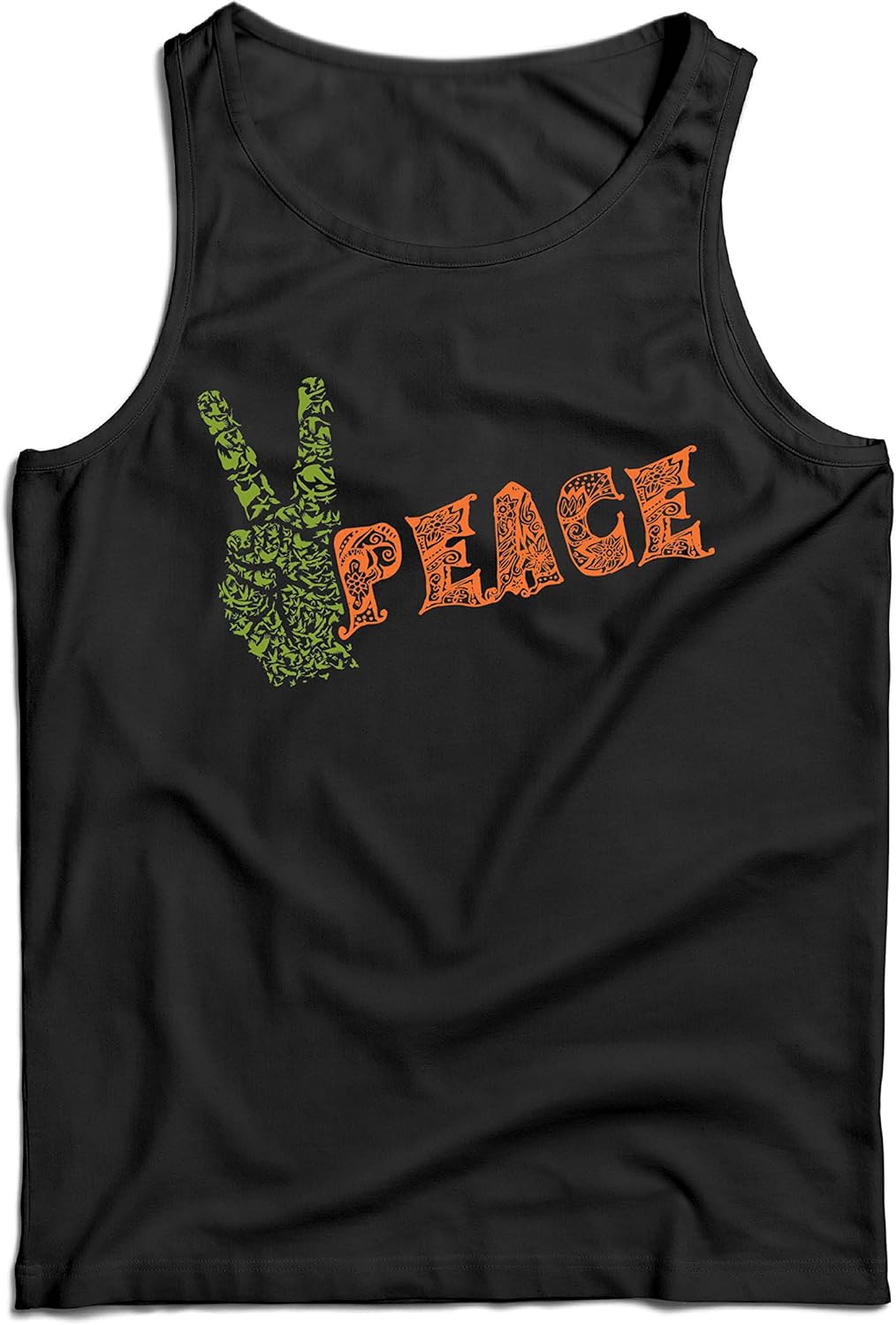 lepni.me Men's Tank Top Peace Symbol, 60s 70s Hippie Fest, Peace Sign