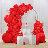 PartyWoo Red Balloons 128 pcs Different Sizes of 18 12 10 5 Inch Red Balloon Arch Kit Garland for Birthday Graduation Bachelo