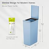 EKO Morandi 30L Kitchen Recycling Bin with Touch Top Lid Titanium Blue view 3