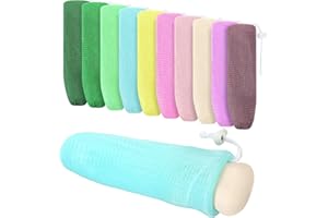 Boao Mesh Soap Bar Loofah Exfoliating Mesh Soap Saver Bag Pouch Bubble Foam Net for Body Facial Shower Cleaning Tool(10 Pieces)
