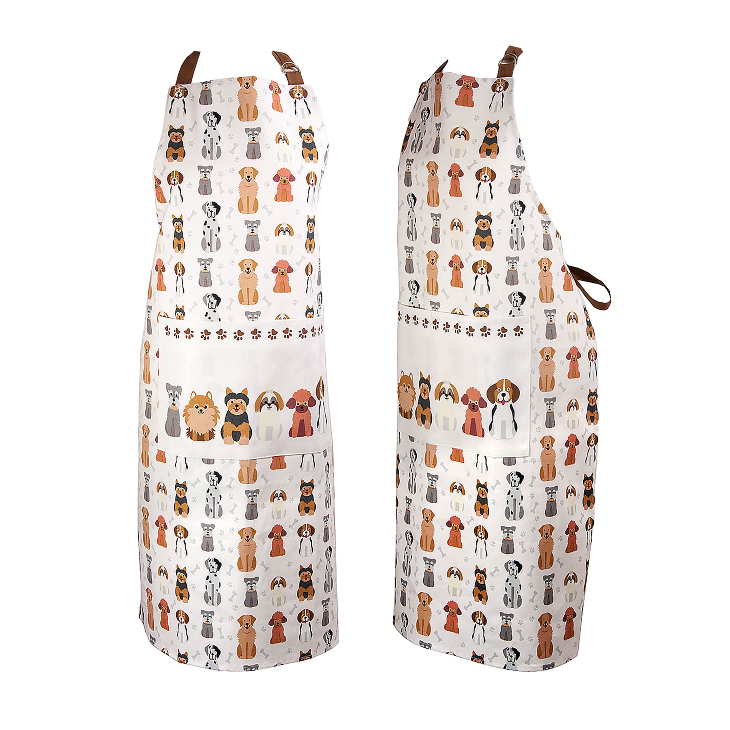 SPOTTED DOG GIFT COMPANY Dog Apron, Kitchen Cooking Apron with Pocket, 100% Cotton, Adjustable DogsThemed Gifts for Dog Lovers Owners Women & Men