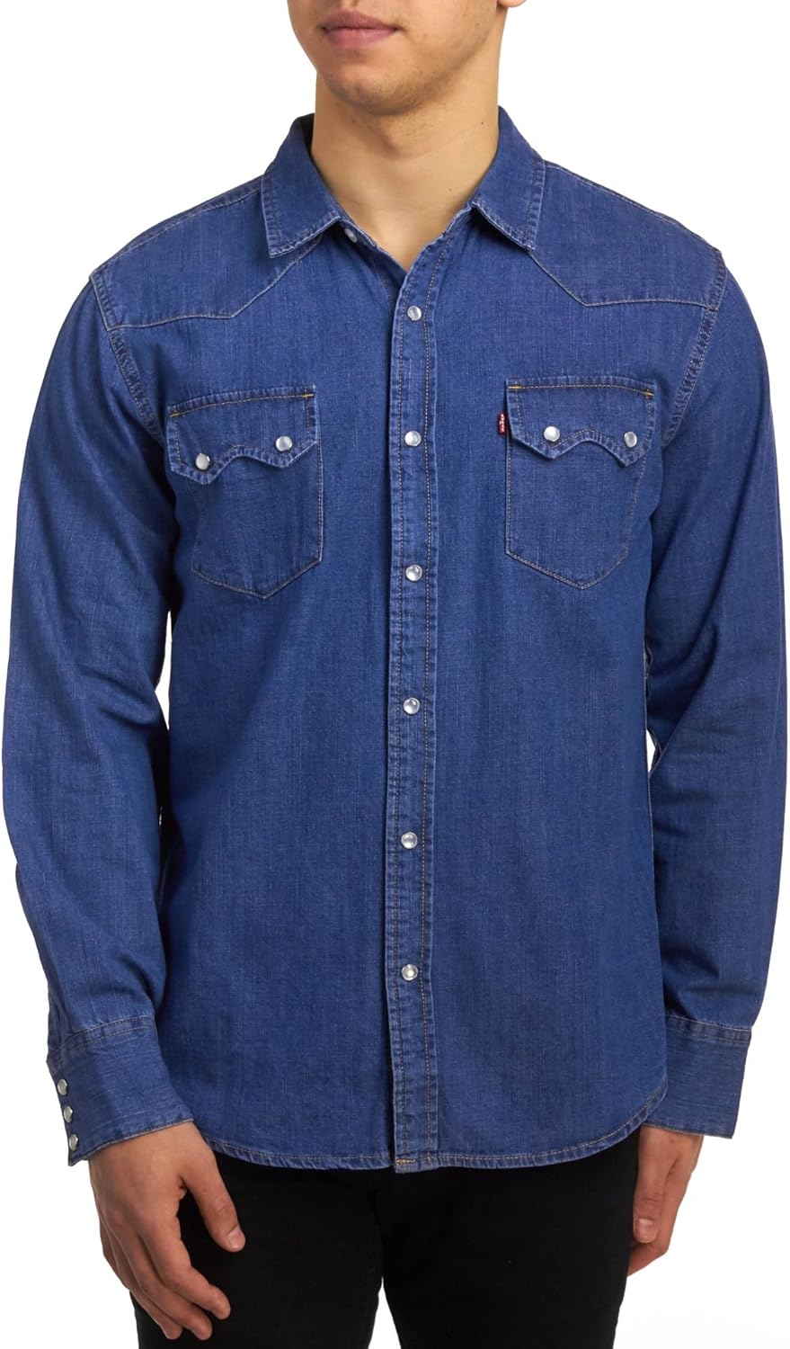 Levi's Men's Sawtooth Western Denim Snap Shirt, Authentic Stonewash
