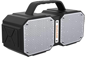BUGANI Bluetooth Speaker, Shock Portable Bluetooth Speaker, Bluetooth 5.3, Waterproof, Wireless Speakers, 60W Super Power, Outdoor Speaker, Black(New Model)