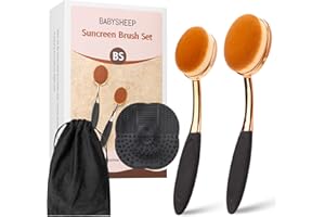 BABYSHEEP Sunscreen Applicator Set - Sunblock Brush for Kids Adults, Child-Safe for Face and Body,Sun Lotion Applicator Makeup Brush with Storage Bag & Cleaning Mat, Travel Size (3 pcs-Gold)