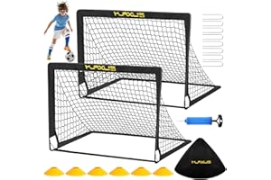 HUAXUS Soccer Goals for Backyard, 2 Set Kids 4x3 ft Portable Soccer Training Equipment, Pop Up Soccer Net with Soccer Ball for Kids Toddler Youth Adult Indoor Outdoor Sports Games
