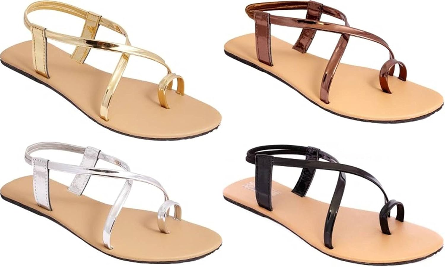 red choice collection women's & girls strap flat sandel combo 4