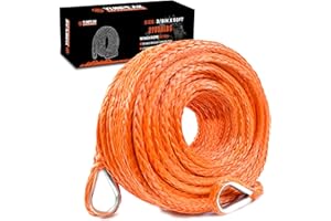 YUNPEAK Winch Rope Extension, 3/8'' x 50ft 27,000Lbs Synthetic Winch Extension Rope, Winch Extension Line for Off Road Vehicle ATV UTV SUV Jeep (Orange)