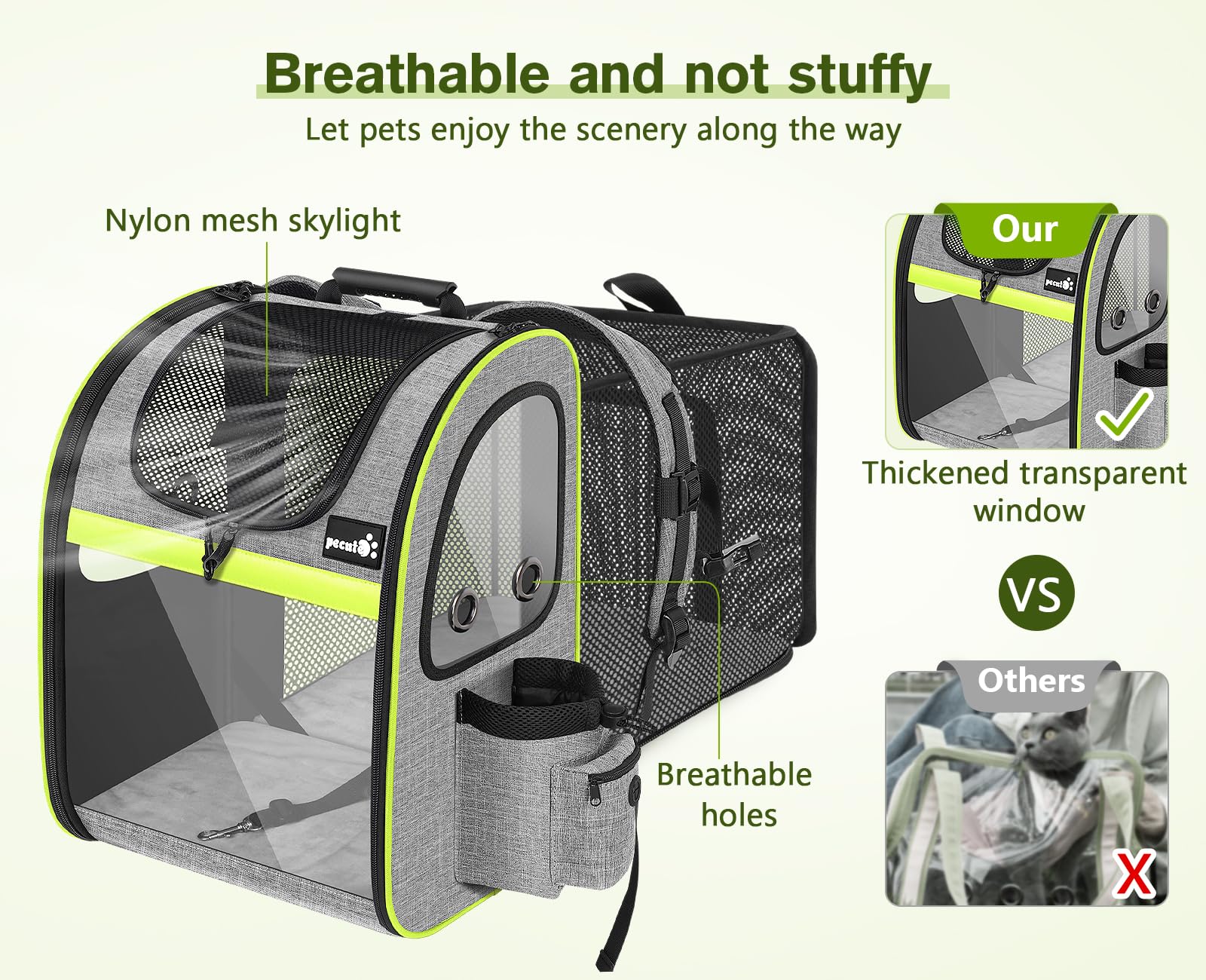 Pet Carrier Backpack, Cat Backpack Carrier, Expandable with Breathable Mesh for Small Dogs Cats Puppies, Dog Backpack Carrier for Hiking Travel Camping Outdoor
