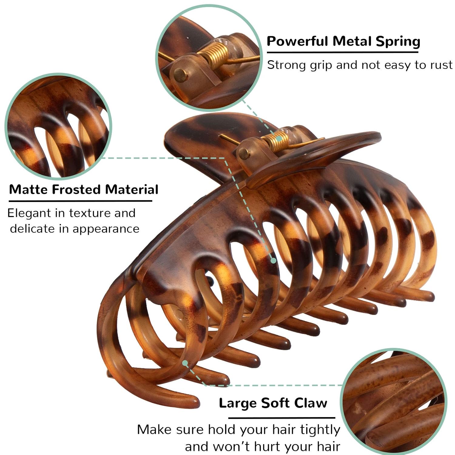 Whaline Hair Claw Clip Large Matte Hair Catch Nonslip Jumbo Hair Claws Strong Hold Hair Jaw Clamp Hair Styling Accessories for Women Girls Thin Thick Hair, 6 Pack, 4.33 Inch : Beauty