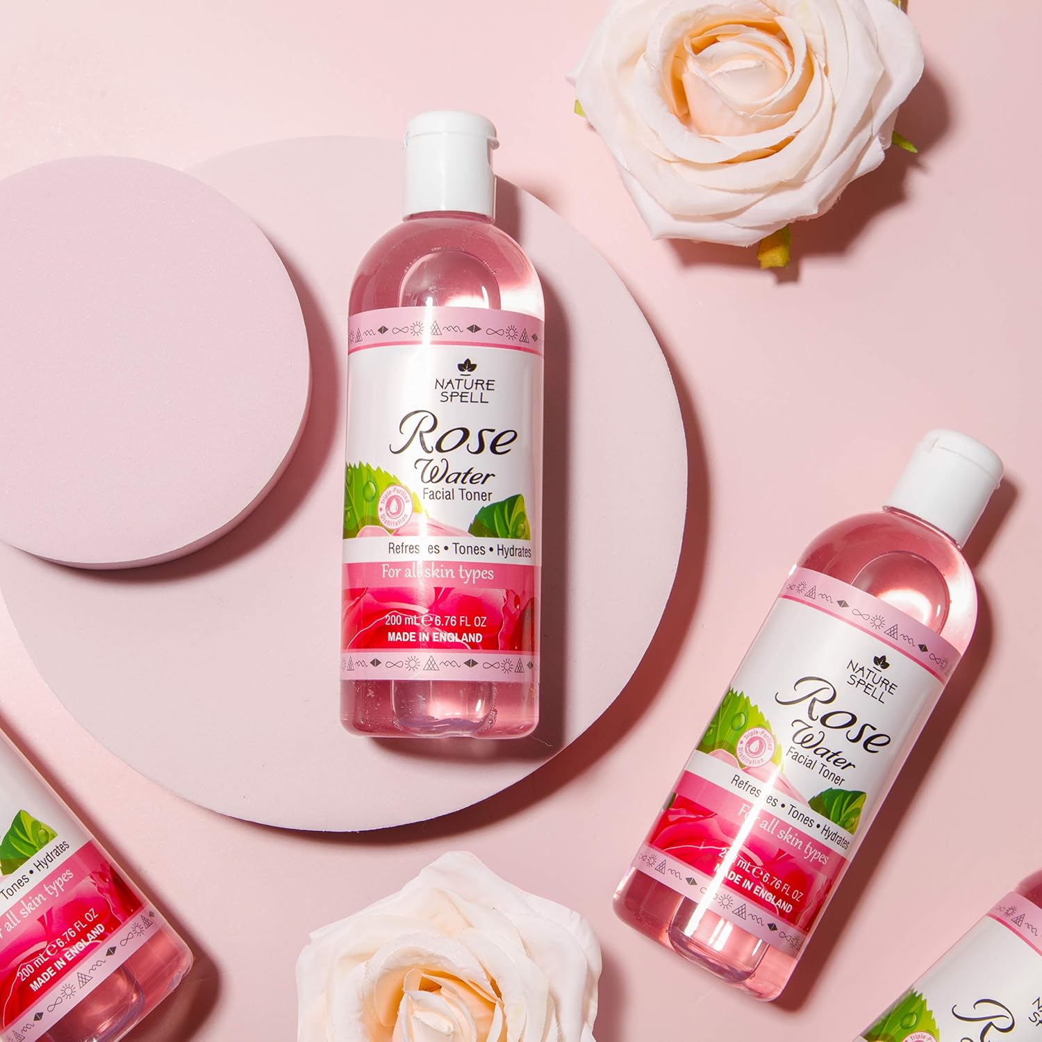 Nature Spell Rose Water Facial Toner, Hydrates & Restores Skin pH Balance, Suitable for All Skin Types Vegan, 200ml - Image 4