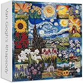 PICKFORU Van Gogh's Rhapsody Puzzles for Adults 1000 Pieces, Starry Night Flower Art Jigsaw Puzzles, Oil Painting Theme as Home Decor