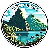 Saint Lucia Sticker 4 Inch City Travel Souvenir Destination - Waterproof Vinyl Decal for Laptop Water Bottle Car Tumbler - Durable Aesthetic Long-Lasting Stickers for Adults ID44990