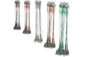 FREGITO Stainless Steel Fishing Leaders, Fishing Leader Line with Swivels and Clips for Saltwater and Freshwater, 31LB Per Piece, 6", 7", 9", 10", 12"