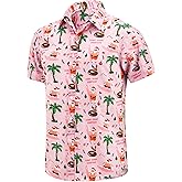 Walsilk Christmas Hawaiian Button Down Shirt for Men Xmas Santa Printed Casual Beach Short Sleeve Shirts