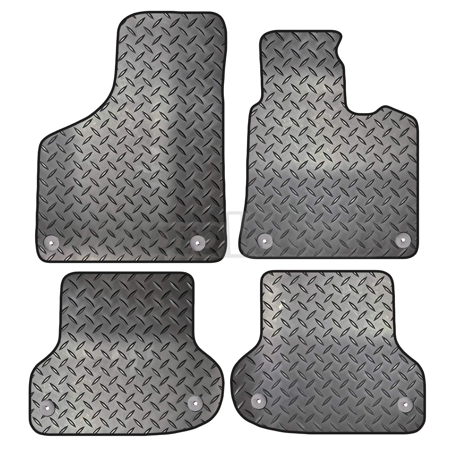 Carsio Rubber 4 Piece Car Mat Set For Audi A3 Sportback 5 Door 2004-2012 [with 8 Clips] Tailored Fit Floor Mat Complete Accessory Black Custom Fitted - All Weather & Heavy Duty, Anti-Slip Backing
