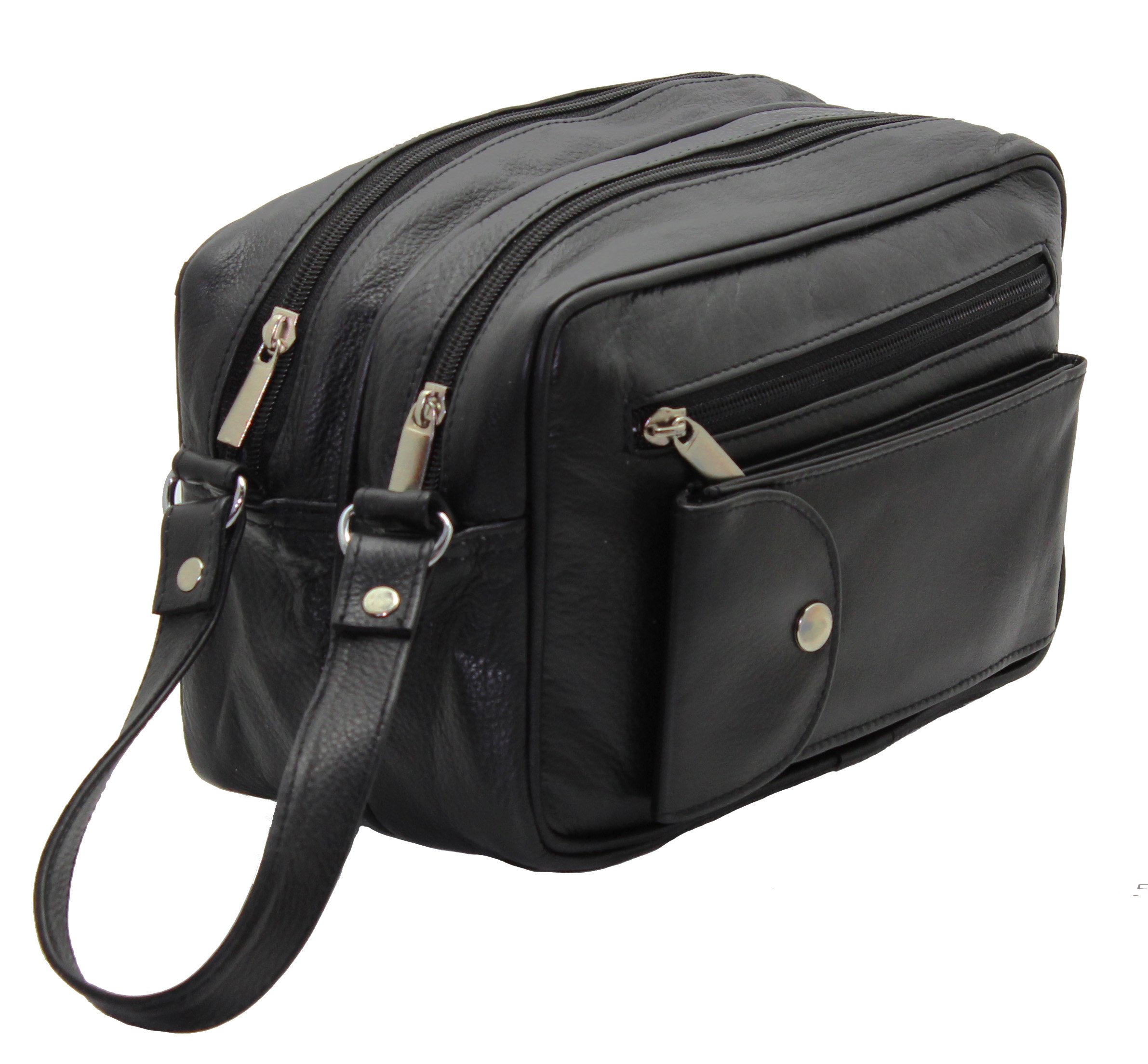 Starhide Leather Hanging Wash Bag - Stylish and Durable Toiletry Organizer Bag with Multiple Compartments - Ideal for Travel, Gym, and Daily Essentials 515 (Black)