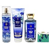 Bath & Body Works Denim & Daises - Trio Gift Set - Fine Fragrance Mist, Body Cream and Shower Gel with Aloe Vera Soap., blue