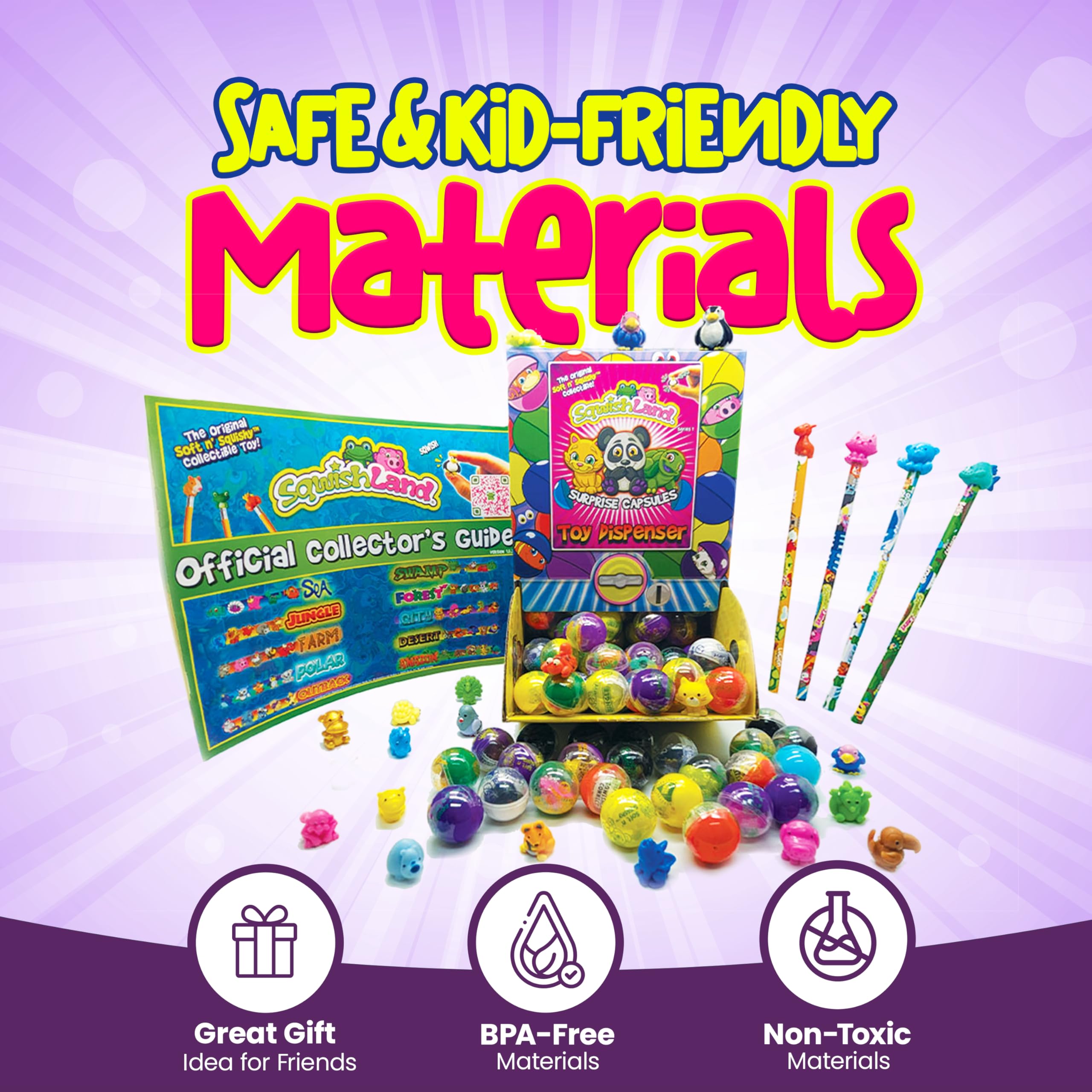 Sqwishland Bulk Box Series 6 – Mini Capsule Squishy Fidget Toys for Party Favors, Pencil Eraser Toppers, Treasure Box for Birthday Party & Celebration, Birthday Gifts for Students, 250 Capsules