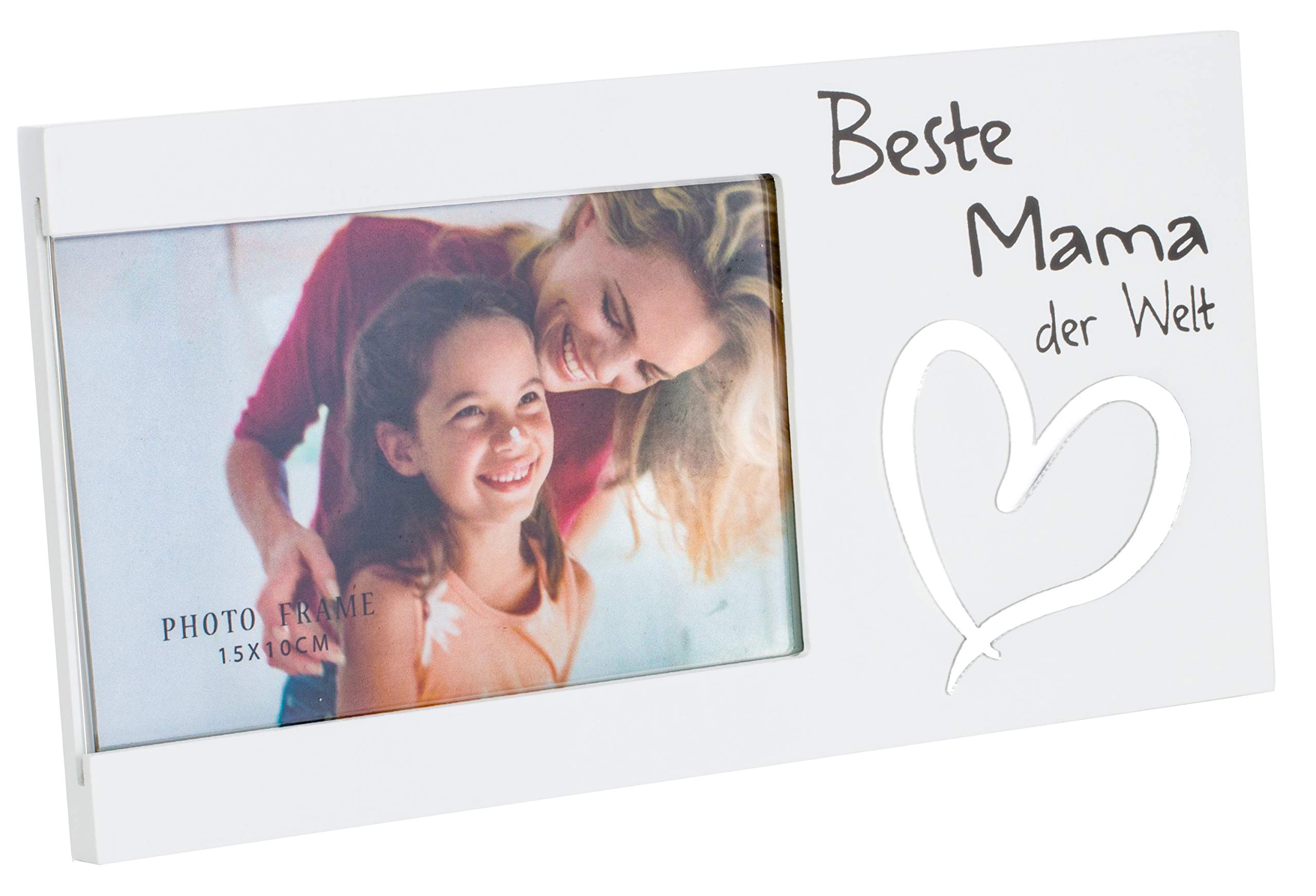 Brandsseller Picture Frame Photo Frame with Mirror Heart 25 x 13 x 1.5 cm Matt White