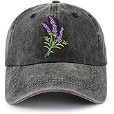 Kpainath Lavender Hat for Women Men, Cute Adjustable Embroidered Cotton Gardening Baseball Cap