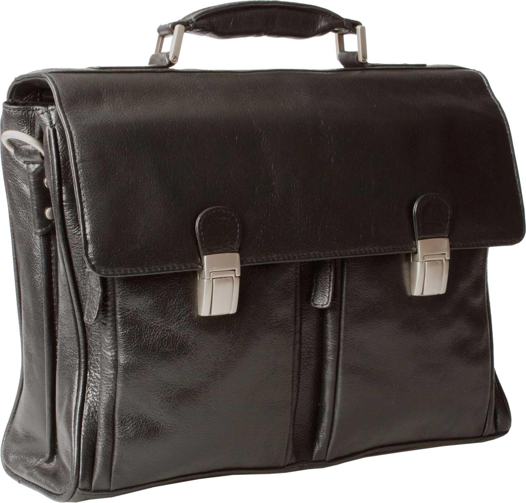 HIDEONLINE Black Italian Leather Laptop Briefcase