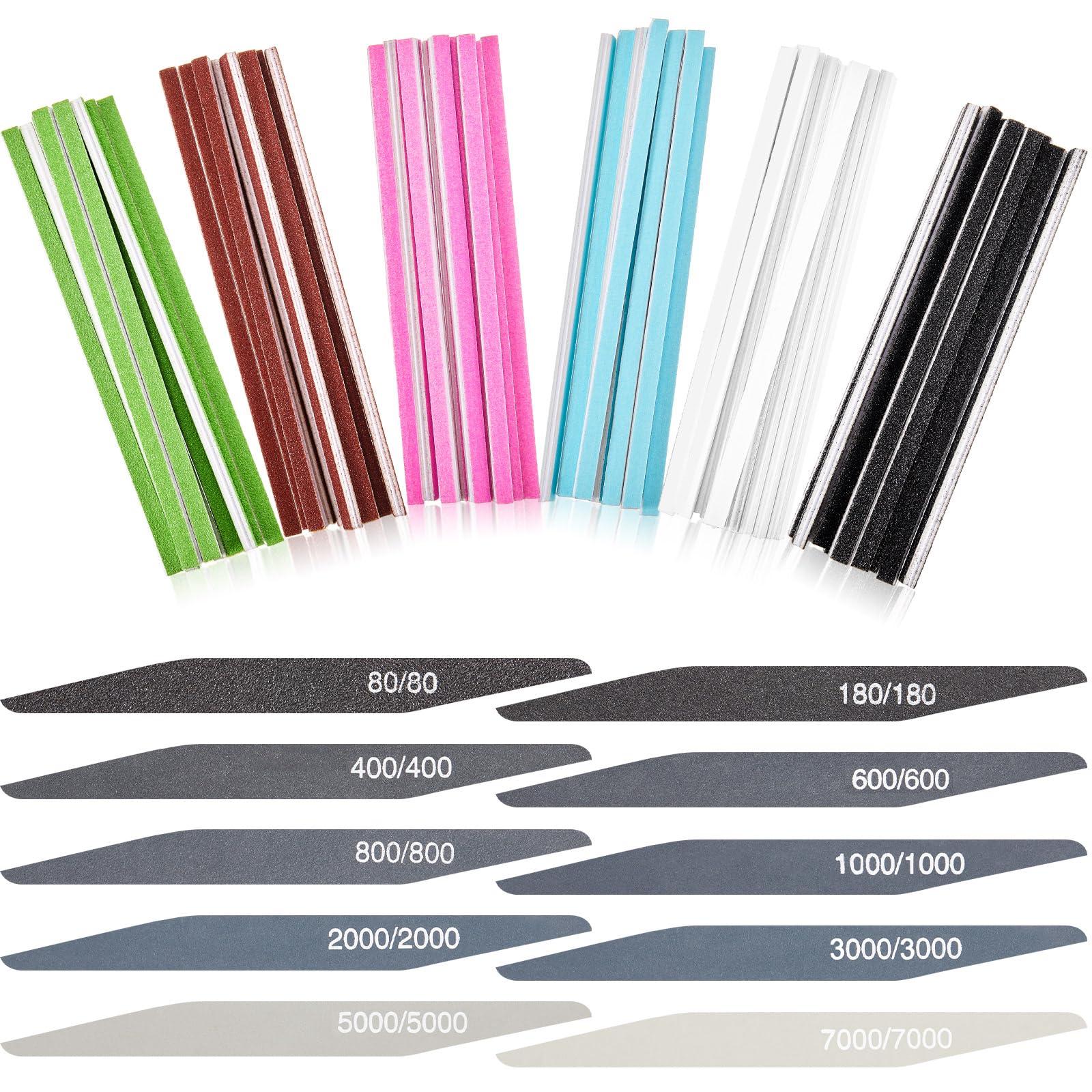 Honoson 70 Pcs Sanding Sticks Polishing Sticks Fine Sanding Twig Coded Abrasive Sand Twig for Plastic Models Assorted Metal and Wood Sand Tools Accessory for Model Craft Amateur(Double Angle Style)