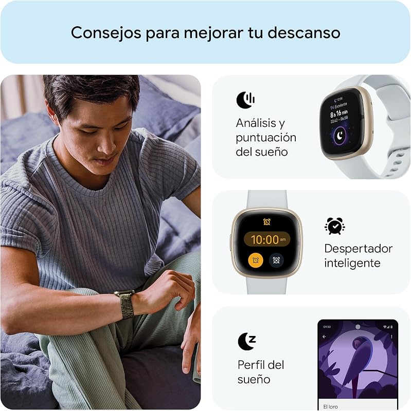 Sense 2,Blue Mist/Soft Gold Smartwatch, Unisex-Adult, One Size