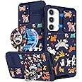 Buleens for Samsung Galaxy S23 Case 6.1 Inch - with Ring Stand & Camera Cover Aesthetic Cute Designed for Women Girls Cartoon Kawaii Dogs for Samsung S23 Case Compatible with Magsafe