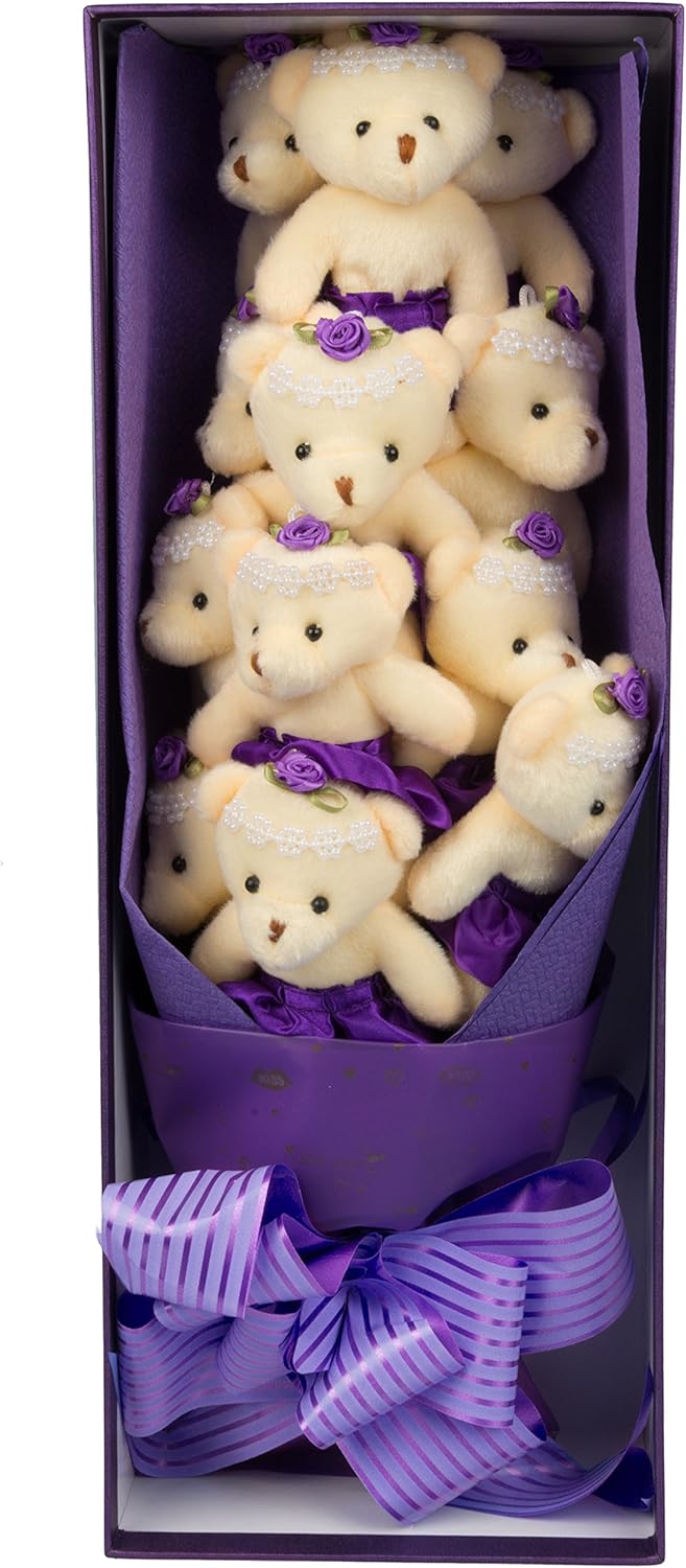 SCS Direct Teddy Bear Plush Flower Gift Bouquet with 12 Stems - Cute Alternative to Flowers, Candy, Chocolate for Mom, Wife, Girlfriend, Daughter, Grandmother: Toys & Games