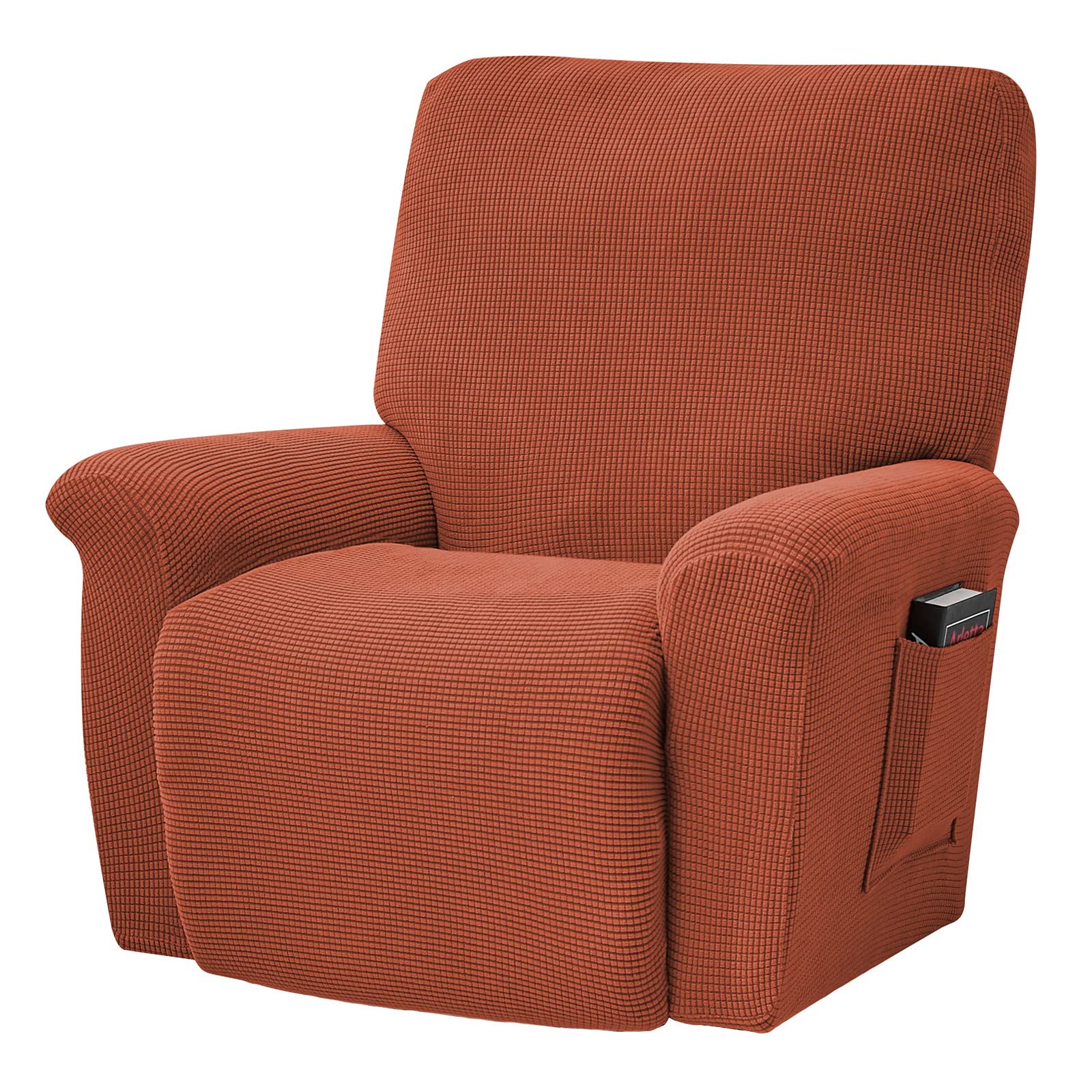 ele ELEOPTION Recliner Sofa Cover, Elastic Rest Chair Cover, Elastane Jacquard 4 Pieces, Elastic Cover for Recliner, Relax, Massage Chair (Caramel)