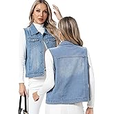 Xeoxarel Women's Denim Vest, Sleeveless Jean Jacket (XS-XXL)