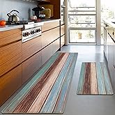 MAYHMYO Anti Fatigue Kitchen Mat - Set of 2 - Farmhouse Design Comfort Mats - Cushioned, Non Slip Floor Mat,17.3 x 29 x 0.4 inch + 17.3 x 59 x 0.4 inch