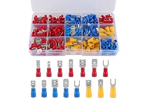 330PCS Crimp Connectors 2.8mm 4.8mm 6.3mm Female Male Spade Connector Kit 15 Types Crimp Terminals Spade Ring Fork Wire Conne