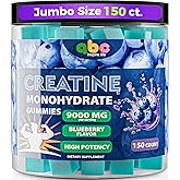 Creatine Monohydrate Gummies 9000mg for Men and Women-Advanced Formula Creatine Supplement Supports Strength & Energy, Blueberry Flavor, 150 Count