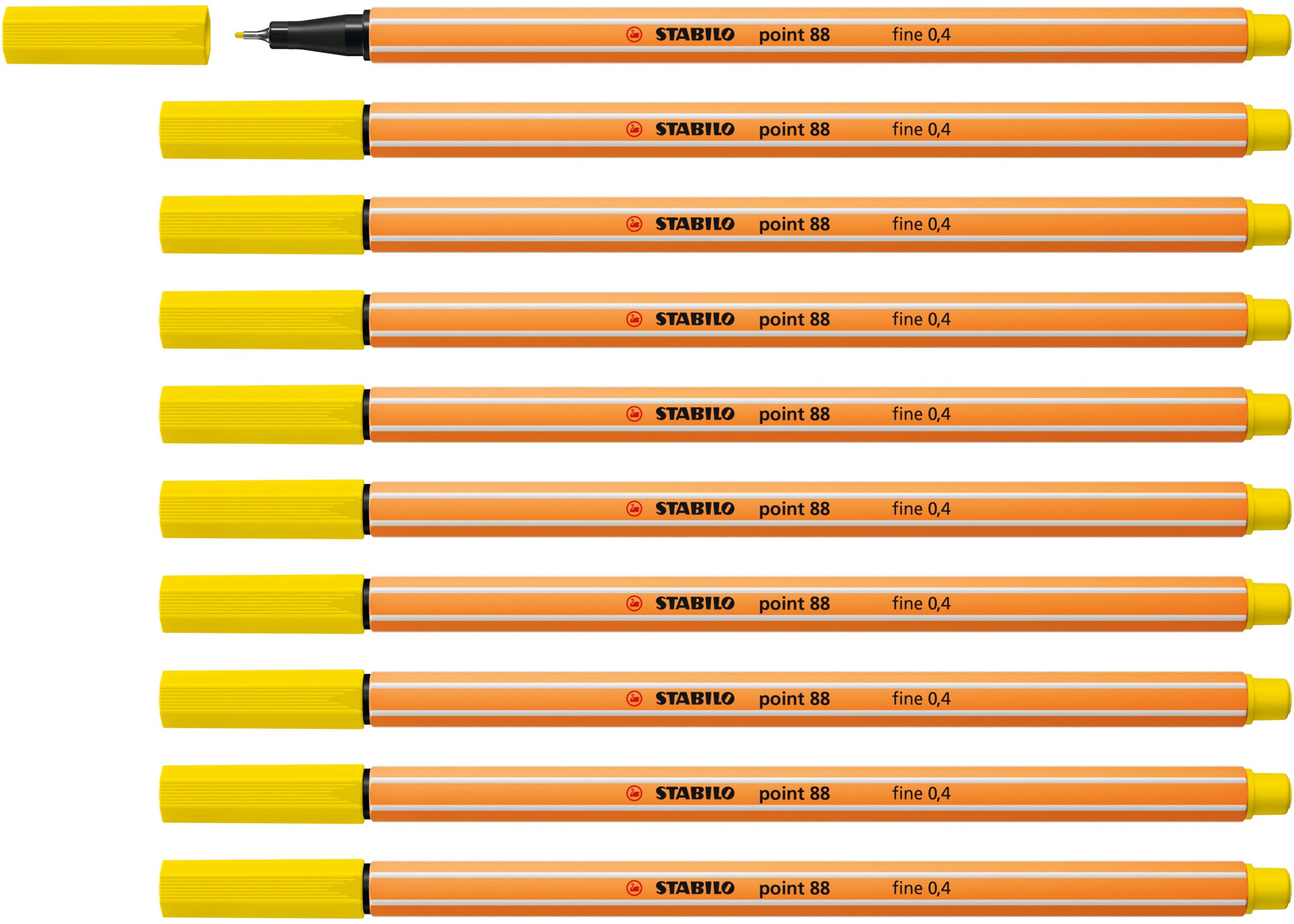 STABILO point 88 - Fineliner - Pack of 10 - Lemon Yellow